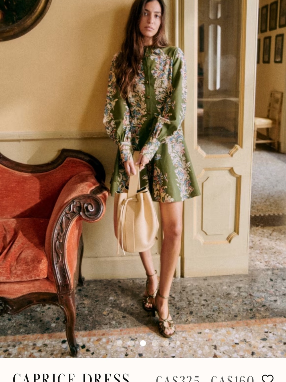 Caprice Dress Green Paisley Long-Sleeve Mini Dress